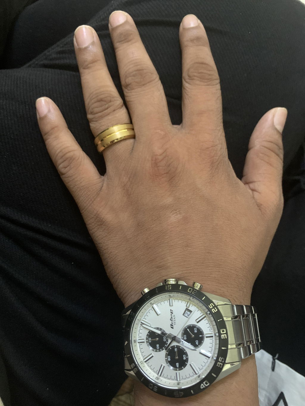 Gold on Gold Streak Tungsten Carbide Band Ring