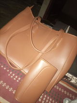 Evora Brown Tote Bag With Free Pouch