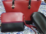 Olivia 3-Piece Tote Set (Maroon And Black)