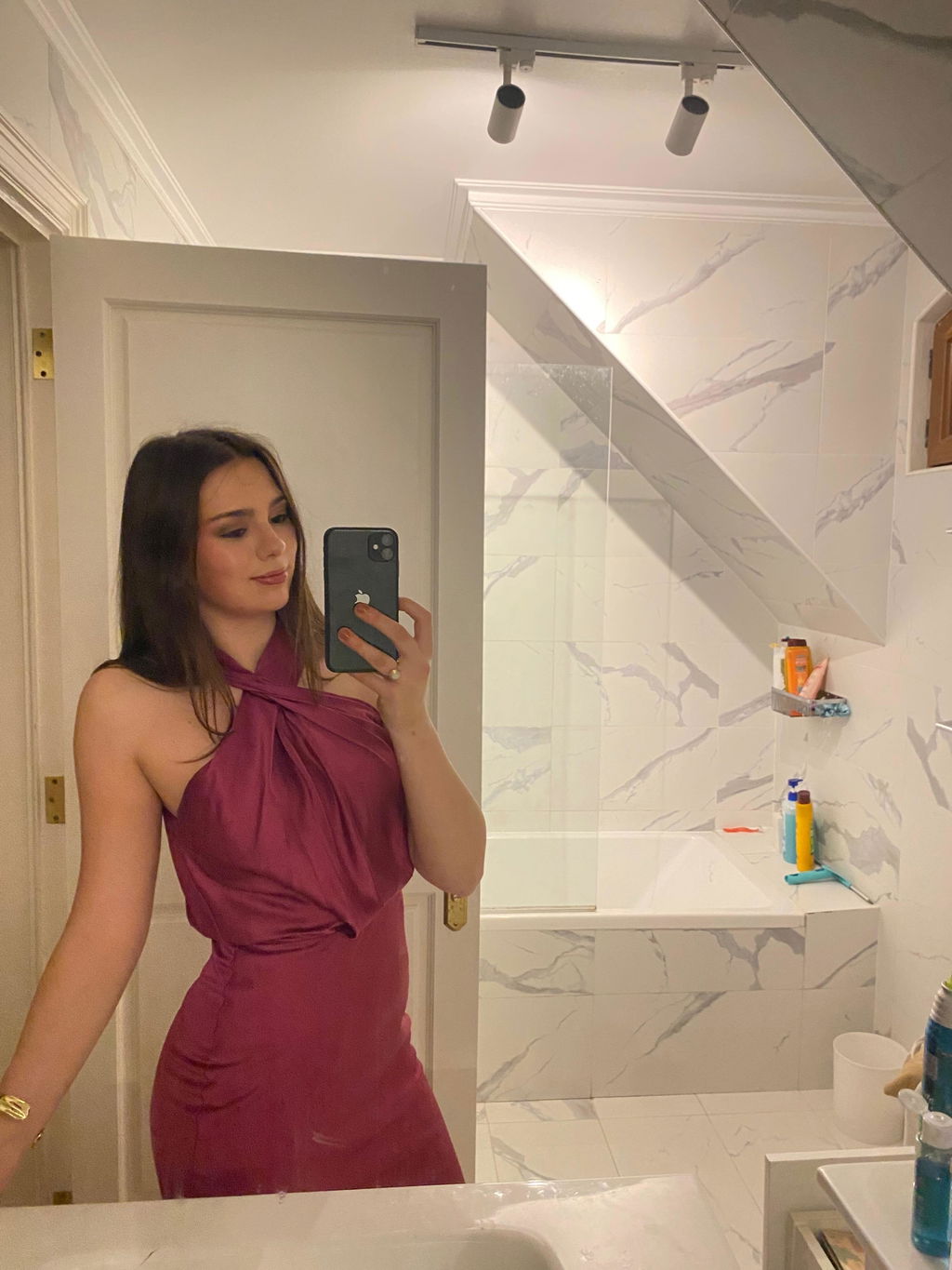 Vestido Largo de Fiesta Sofía Halter Magenta