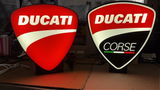 Ducati & Ducati Corse LED Light-Up Sign - Motorcycle Shield Wall Art - USB Powered Night Light