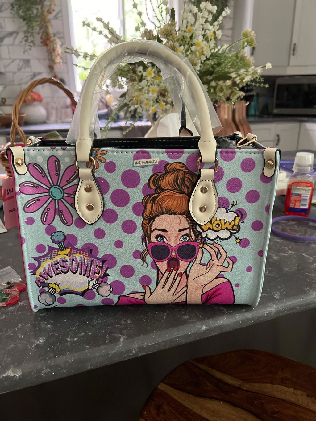 Pop Art Funky Fun Retro Reversible Handbag, Shoulder Bag