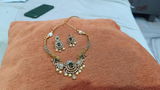 Majestic Elephant Motif AD Stone & Emerald Temple Necklace Set