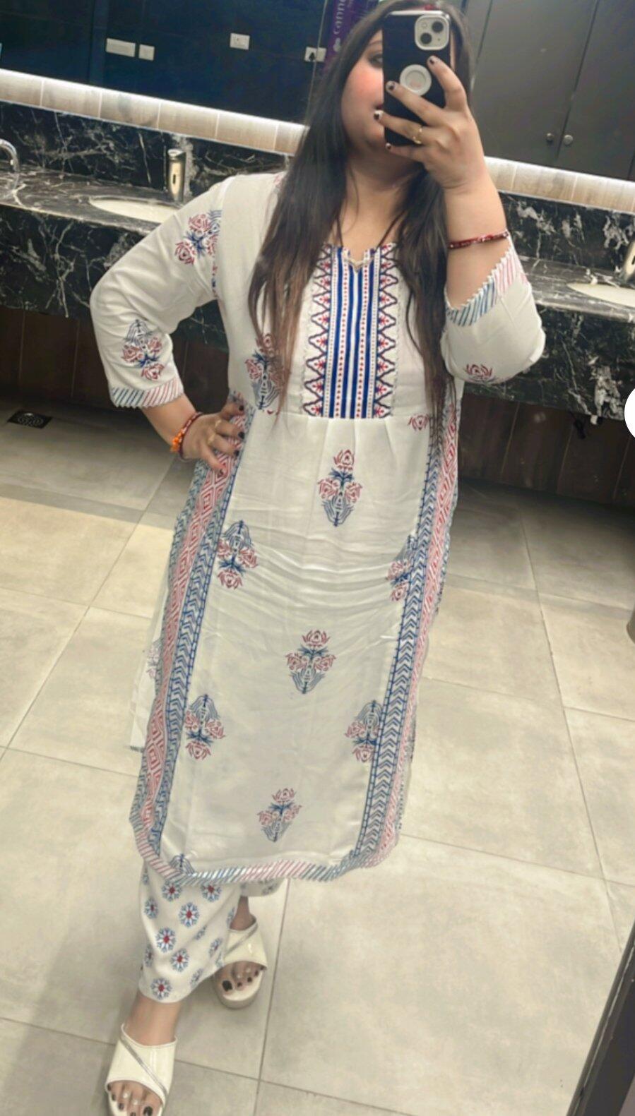 Blue Floral Screen Print Spaghetti Dress