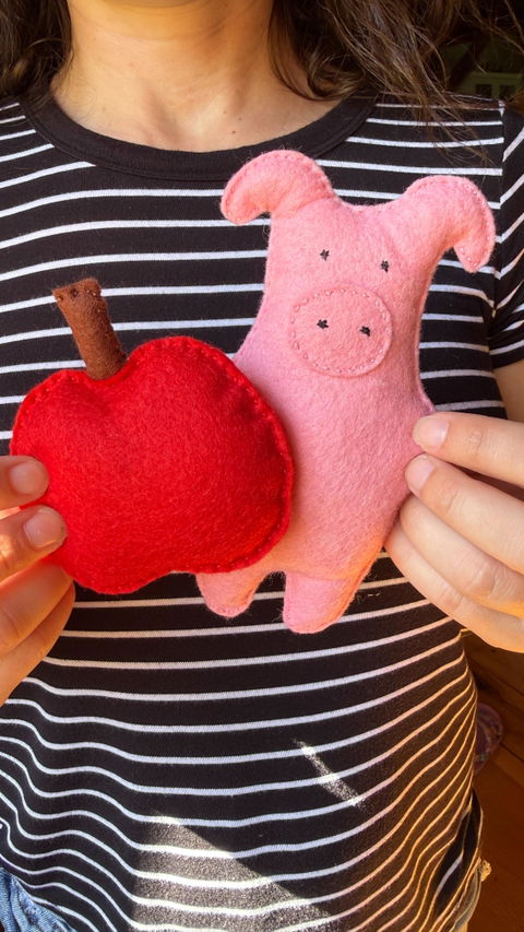 Pig and Apple felt sewing kit for kids