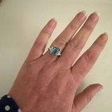 Aquamarine Gemstone Engagement Ring Emerald Cut Ring For Women