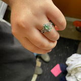 Marquise Moss Agate Wedding Band 925 Sterling Silver Ring