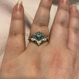 Marquise Moss Agate Wedding Band 925 Sterling Silver Ring