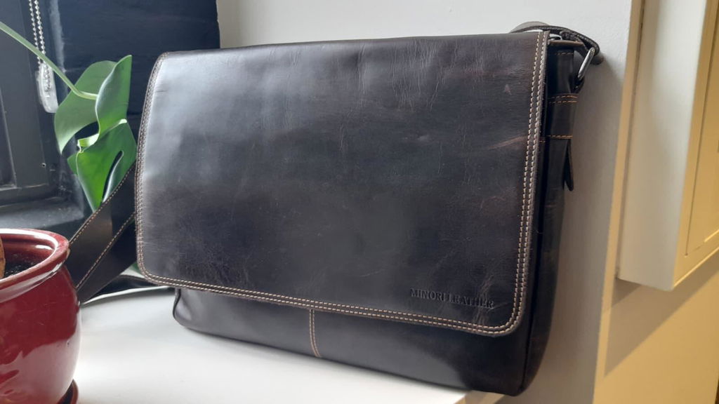 Richmond Full Grain Leather Laptop Messenger Bag 16 Inch for Men,  Work Bag, Brown