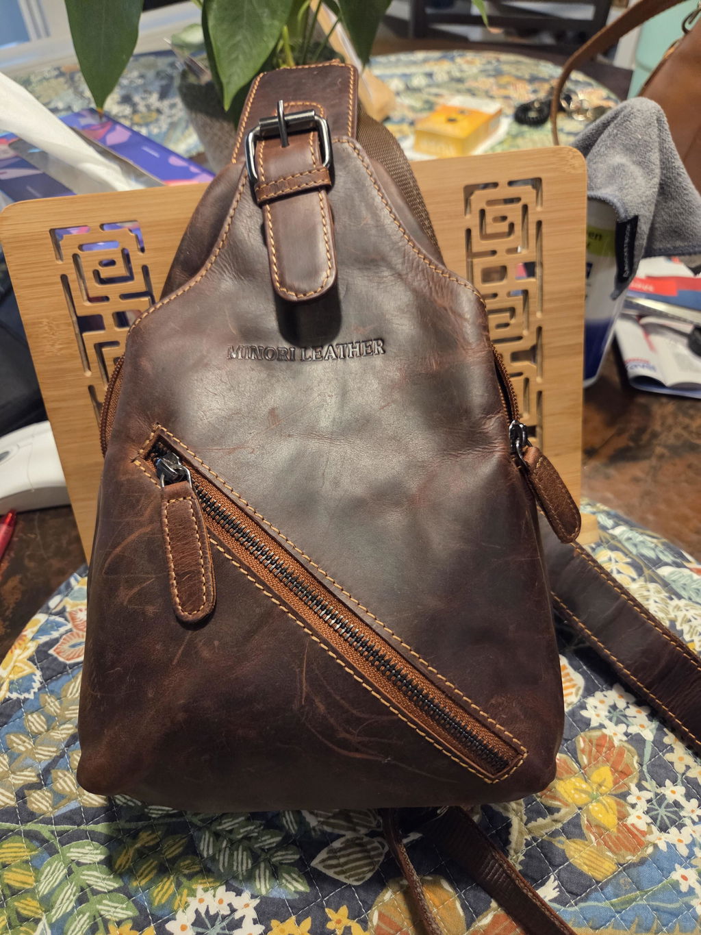 Sydney Leather Crossbody Bag – Unisex – Chestnut