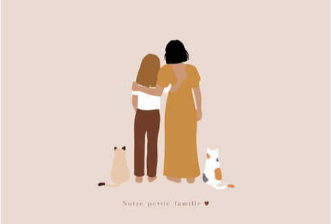 Portrait de Famille Personnalisé avec Animaux