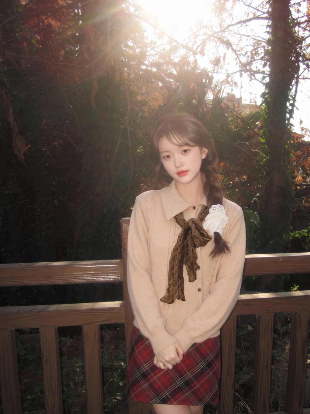 Knit Shirt + Silk Scarf for Women