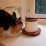 Ceramic Coffee Mug with Wooden Lid, Stirrer & Saucer