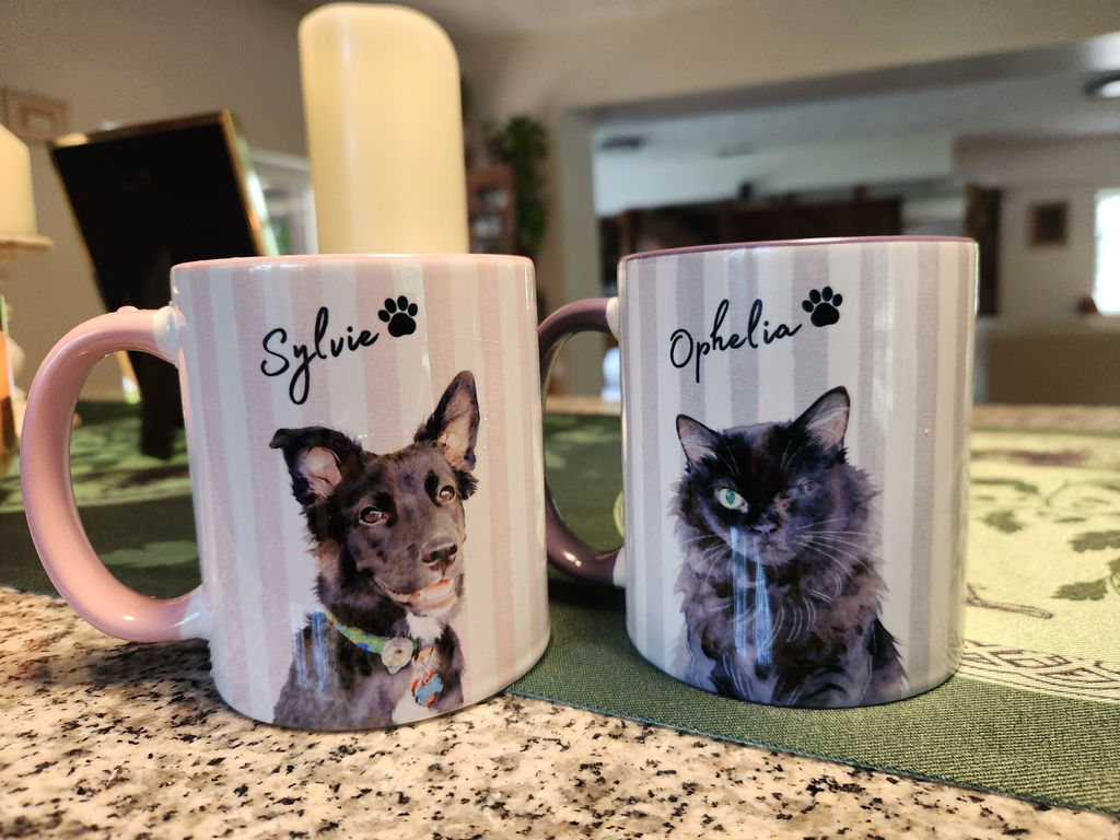 Custom Pet Watercolor Stripe Mug - Pet Photo + Name