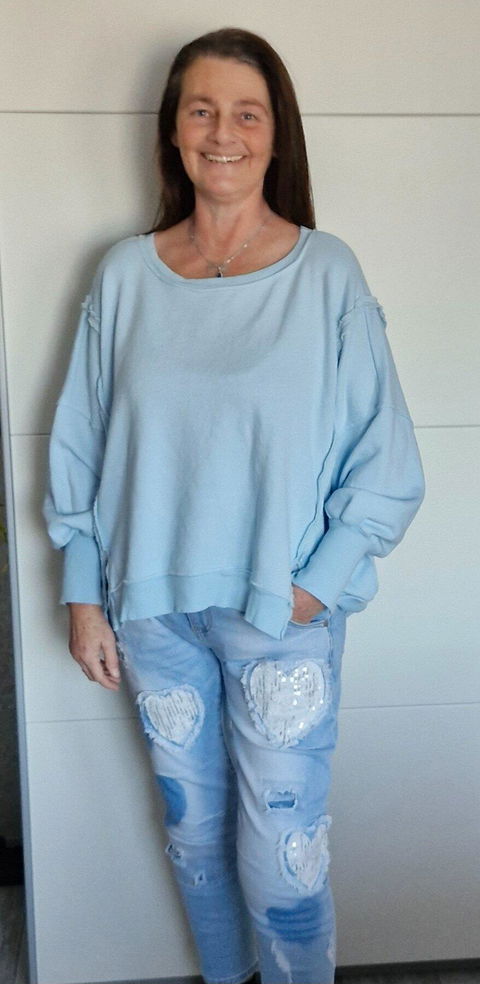 Basic Sweatshirt, hellblau