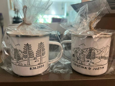 Mountain Bride & Groom Enamel Mug - Couple 4