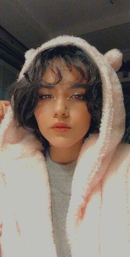 Customer photo wearing Golden Brown Circle Contact Lenses - Dark Rim, Vika Tricolor