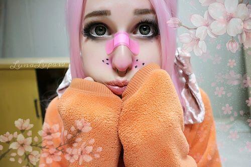 Customer photo wearing Big Eye Black Circle Contact Lenses - Dolly Eye Effect