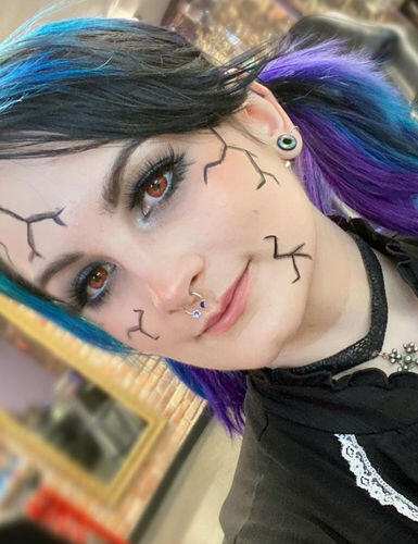 Customer photo wearing Vika Tricolor Blue Colored Contact Lenses