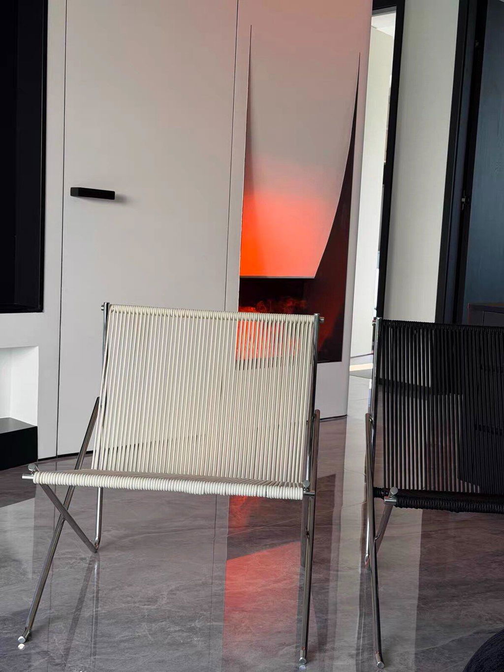 MOMO Bauhaus Leisure Chair | Hand-Woven Rope & Stainless Steel | Low Lounge Chair