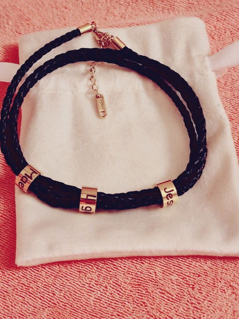 Bracelet en Cuir Tressé Prénoms Personnalisés