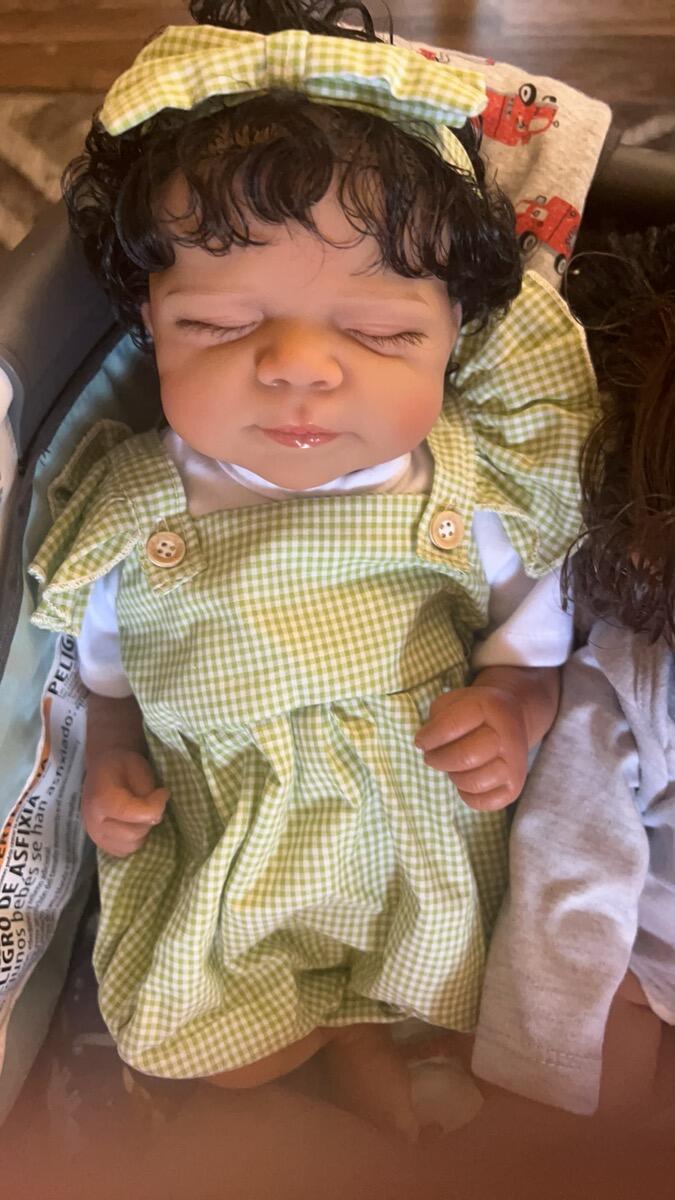 19 Inches Sweet Janice Closed Eyes Dark Skin Soft Body Reborn Doll-Pascale