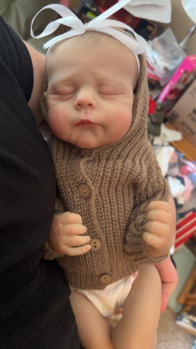 48cm Soft Body Sleeping Reborn Doll Erica In Brown Sweater