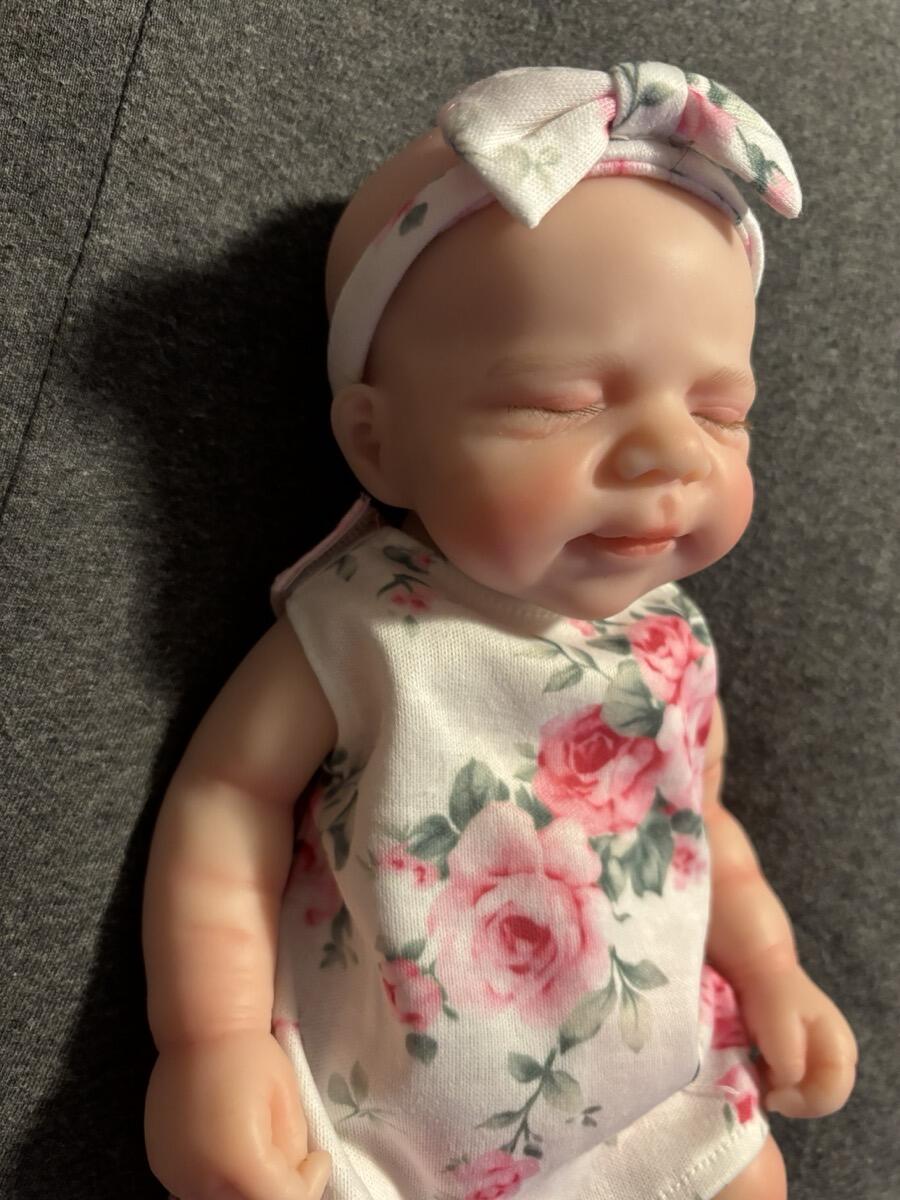 30cm Cute Full Silicone Pascale Reborn Doll Girl In Pink Floral Outfits
