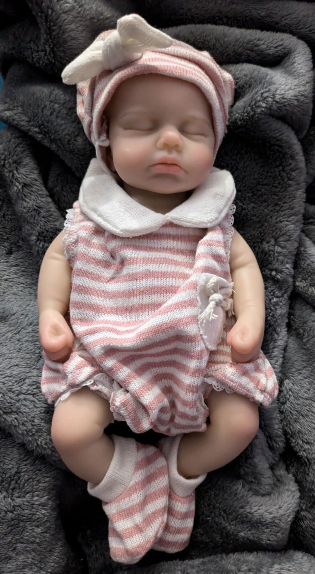 30cm Full Silicone Loulou Reborn Baby Girl In Pink Stripe Outfits