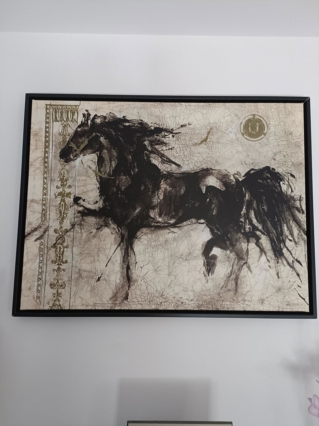 Tableau Cheval Noir Encre Sauvage
