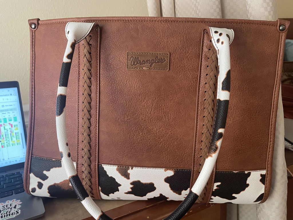 Wrangler Wide Cow Print Tote Bag