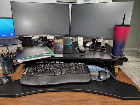 Escritorio Sobremesa 95x40 cm con Altura Regulable 11.5 a 50 cm  para trabajar Sentado o Parado