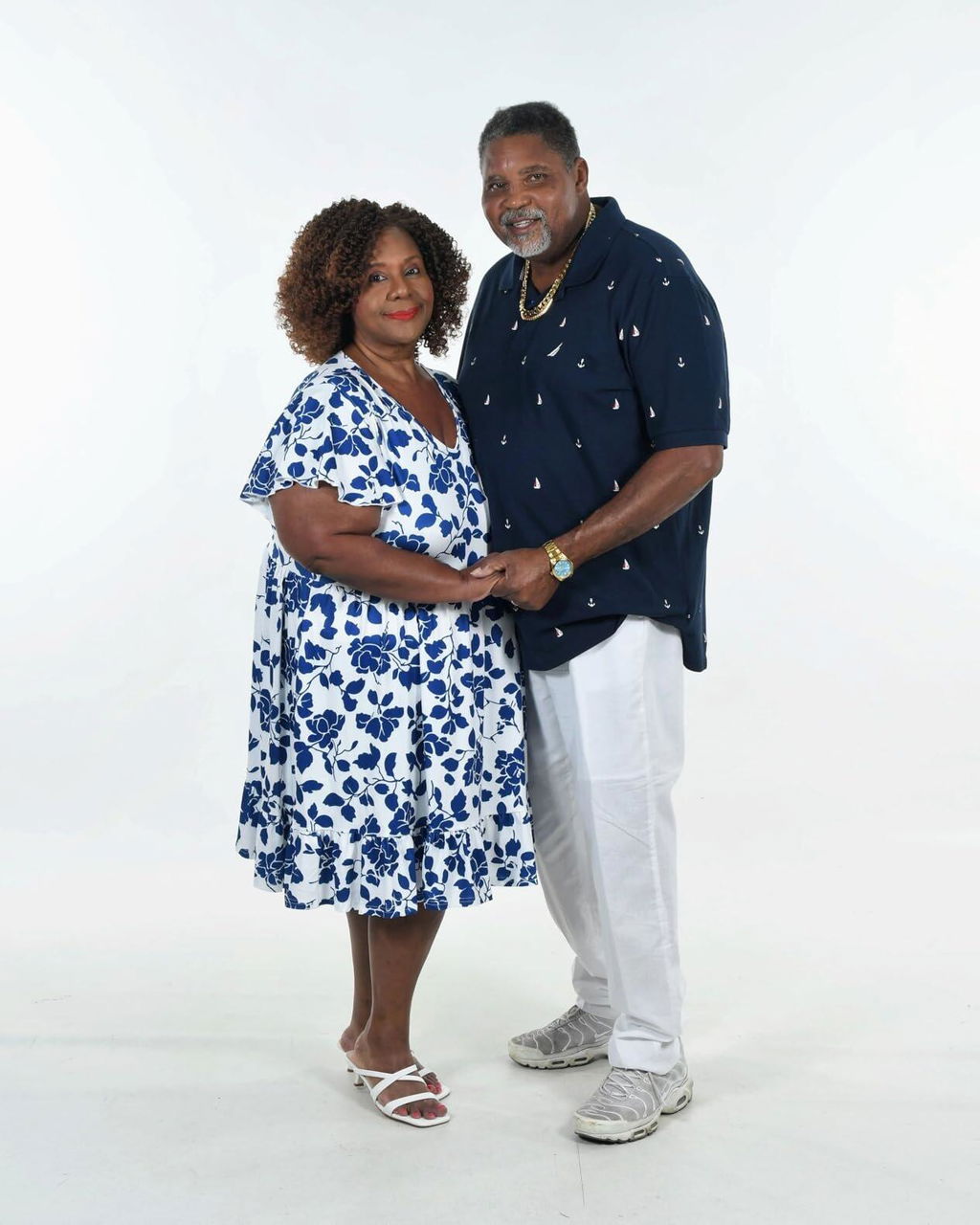 Plus Size Dress Casual V Neck Ruffle - White Blue Floral