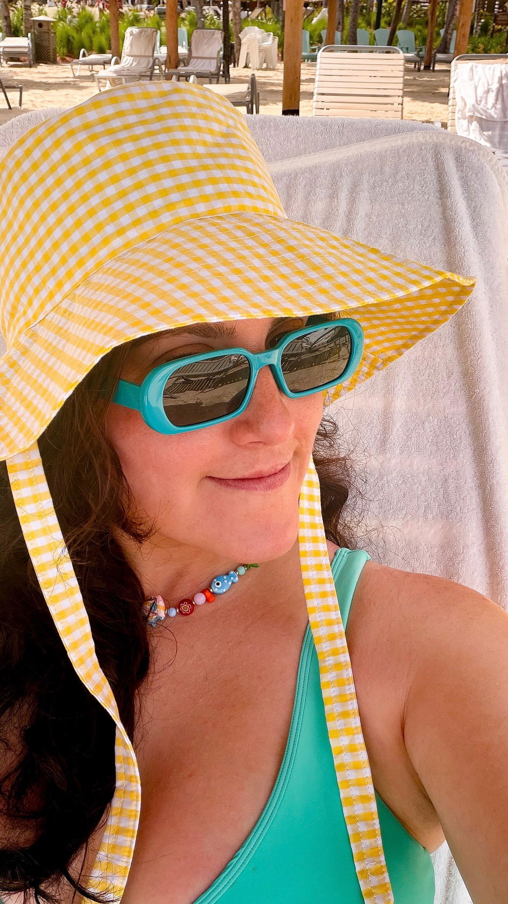Yellow Gingham | Ultra Wide Brim Bucket Hat