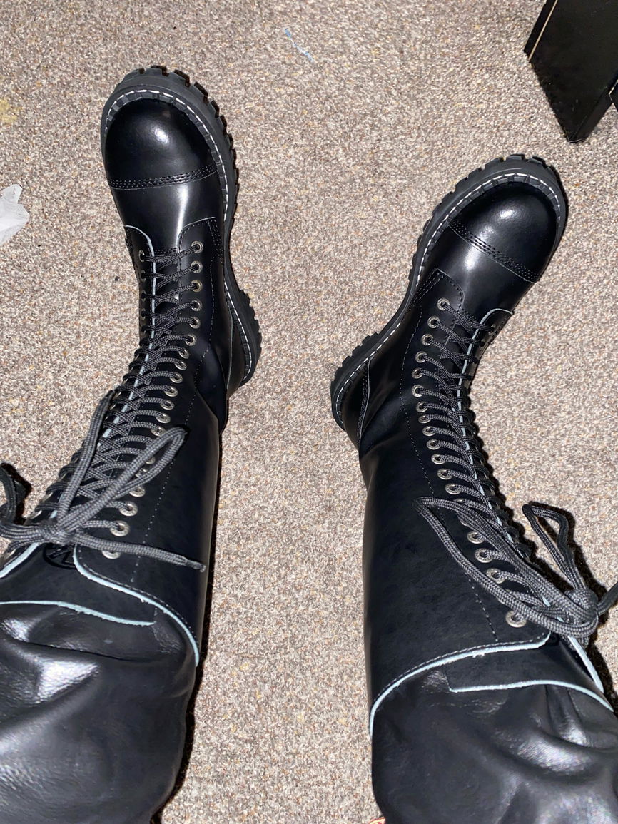 Black Steel Boots Skinhead Boots 20 hole by MR. Riegillio