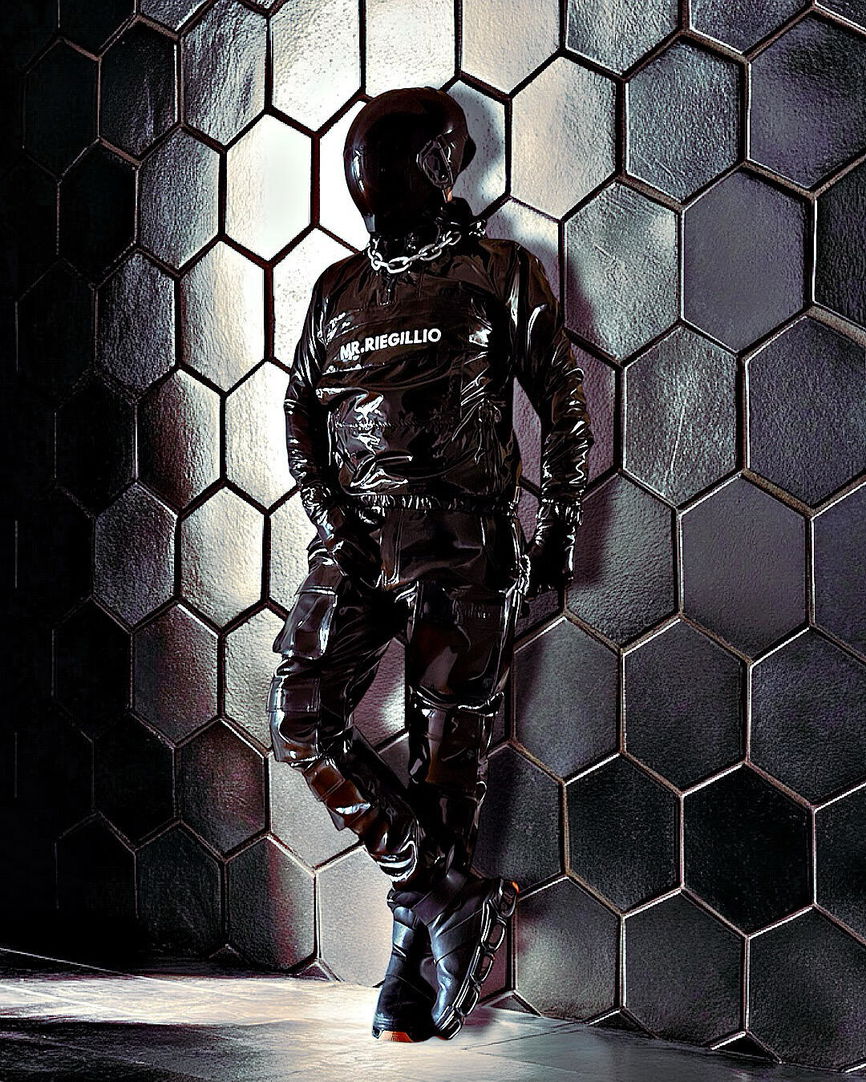 Black PVC Anorak Hoodie by MR. Riegillio