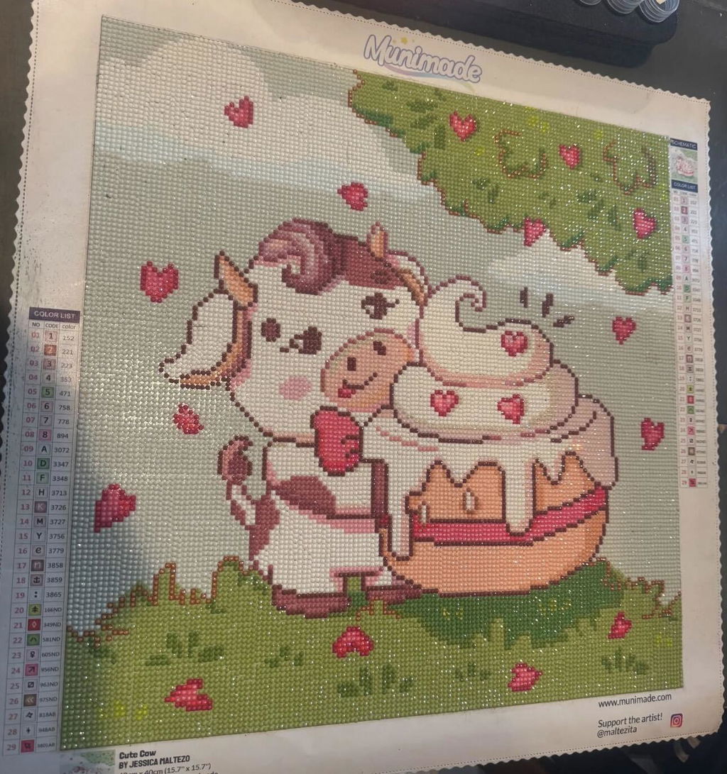 'Cute Cow' by Jessica Maltezo, Diamond Painting Canvas Kit (100)