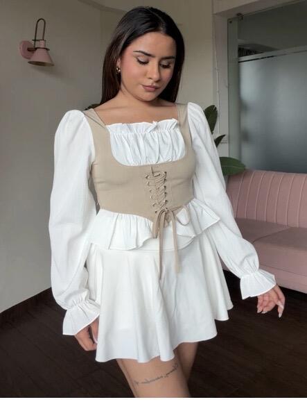 Full Sleeve Corset Detailing Top