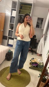 Kiara- Halter Neck Top in Pearl