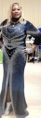 Cleopatra Sequin Black Gown