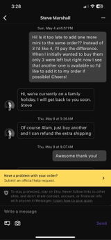 Etsy customer review photo