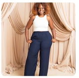 Navy Blue Wide Leg Palazzo Pants