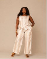 Asymmetric Co-ord Set - Taupe Stripe