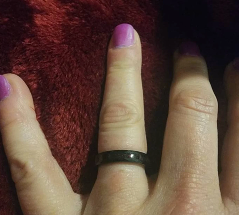 "Dragon Slayer" Fire Opal, Hammered Tungsten Carbide, 4mm