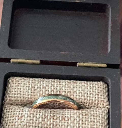 "Serenity" Moss Agate, Tungsten Carbide, Rose Gold, Dome Polished-4mm