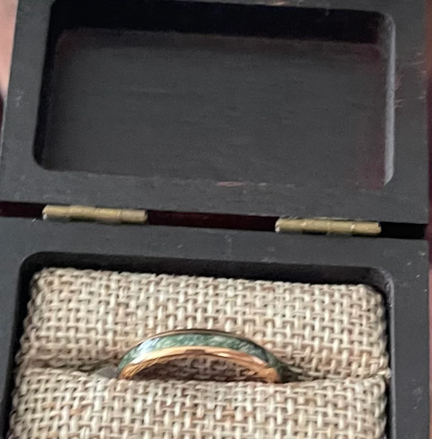 "Serenity" Moss Agate, Tungsten Carbide, Rose Gold, Dome Polished-4mm