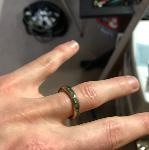 "Serenity" Moss Agate, Tungsten Carbide, Rose Gold, Dome Polished-4mm