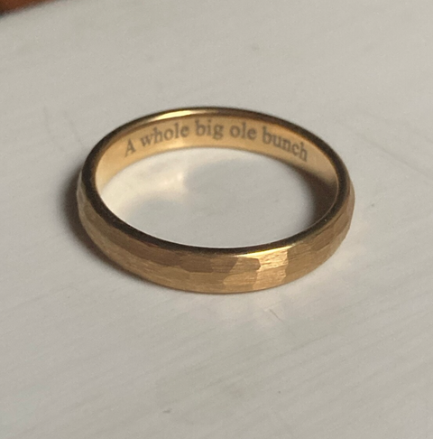 Golden Grace | 4mm 18K Gold Plated Hammered Tungsten Carbide Women's Wedding Ring