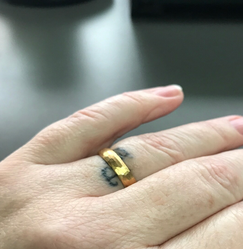 Golden Grace | 4mm 18K Gold Plated Hammered Tungsten Carbide Women's Wedding Ring