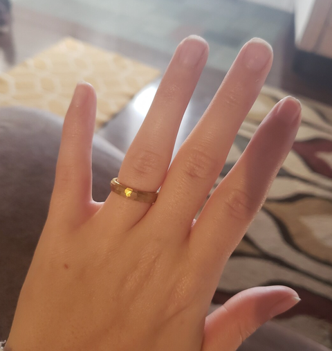 Golden Grace | 4mm 18K Gold Plated Hammered Tungsten Carbide Women's Wedding Ring